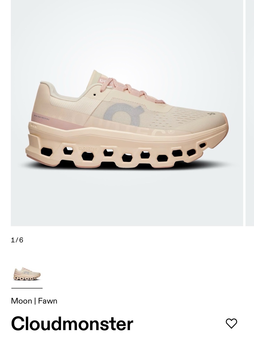 On Running Cloudmonster Women's Sneakers - Moon/Fawn - Picture 2 of 4